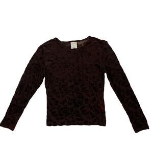 90s Esprit Brown Velvet Burnout Long Sleeve T Shirt
